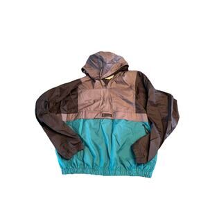 Vintage Columbia Teal Gray Windbreaker Jacket Mens L (EST) Colorblock